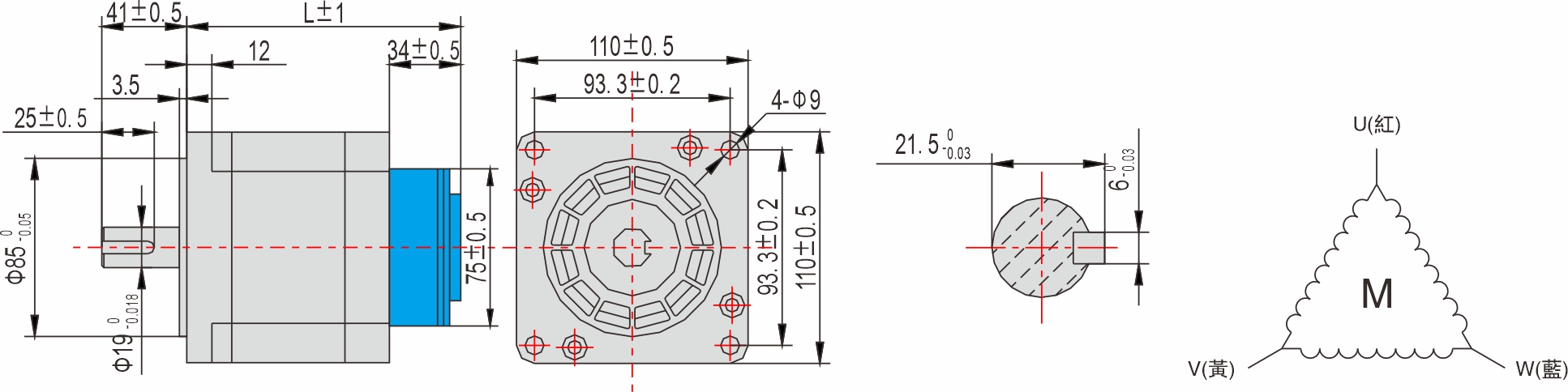 英士達(dá)機(jī)電 110mm帶煞車步進(jìn)馬達(dá)